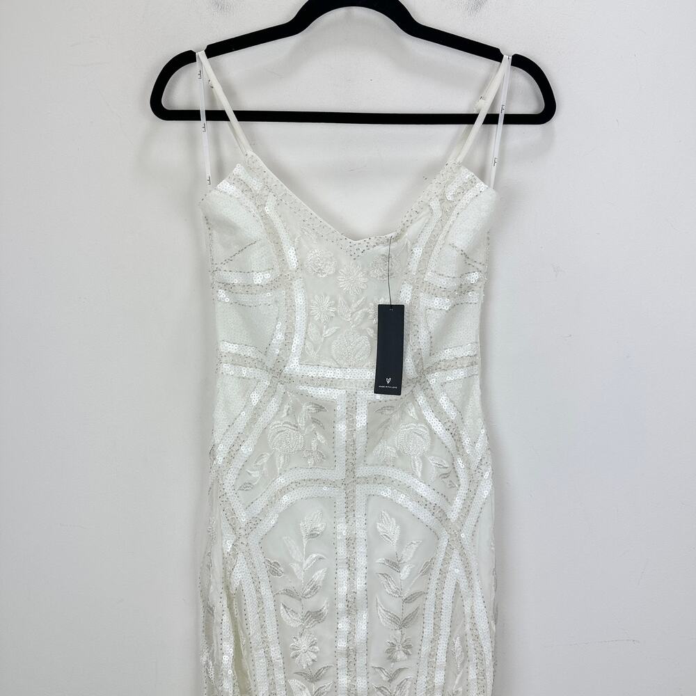 Lulus Alluring Interest White Sequin Embroidered Sleeveless Midi Dress Small NWT - Picture 12 of 13